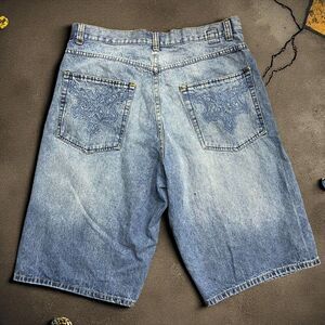 Karl Kani Gold Vintage Y2K Embroidered Jorts Denim Shorts Baggy Grunge Men's 36